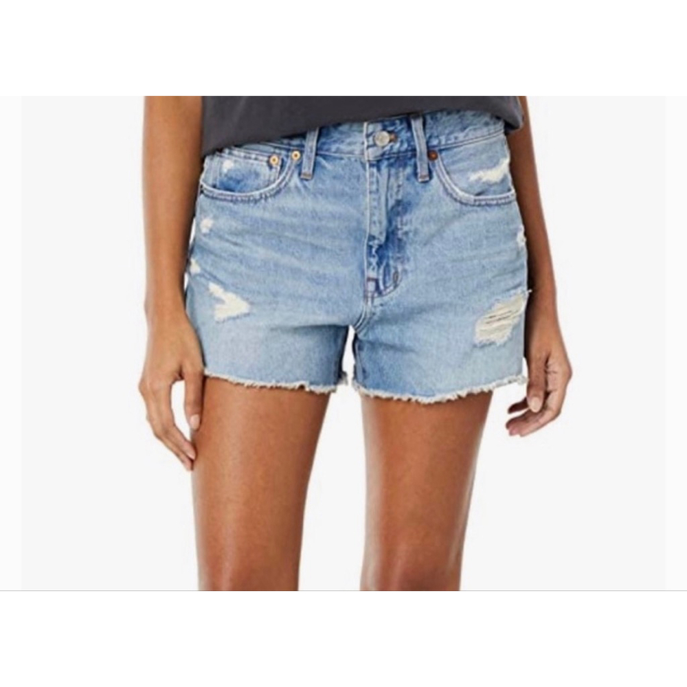 Madewell relaxed denim shorts distressed raw hem size 2